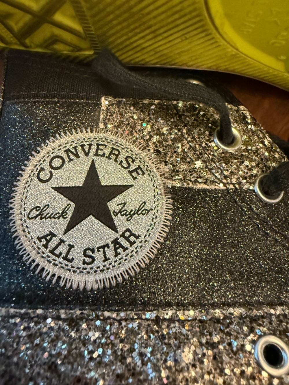 Converse Black Glitter High Top Sneakers - Picture 7 of 10
